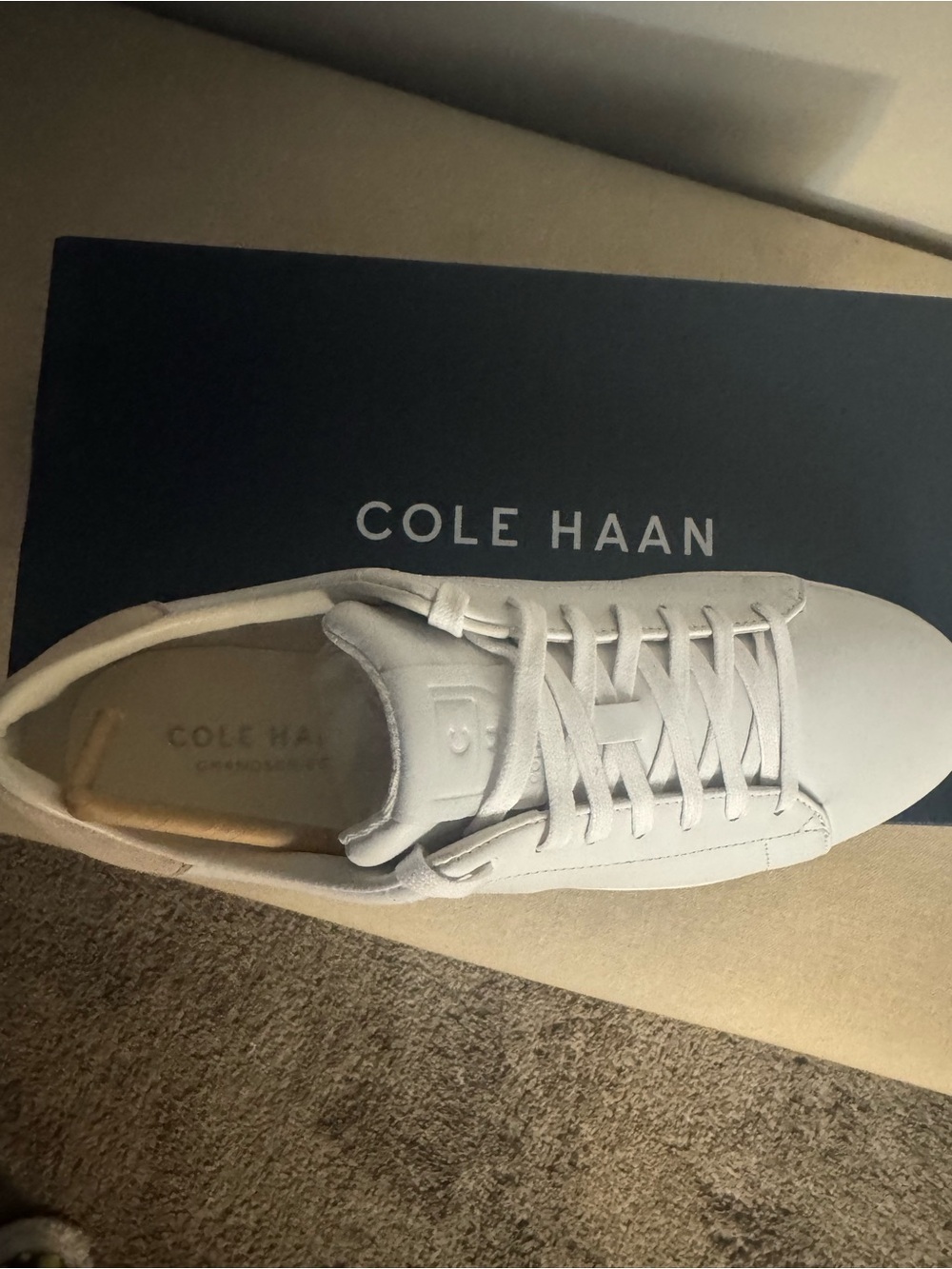 Cole Haan Men’s White Leather Lace-Up Sneaker